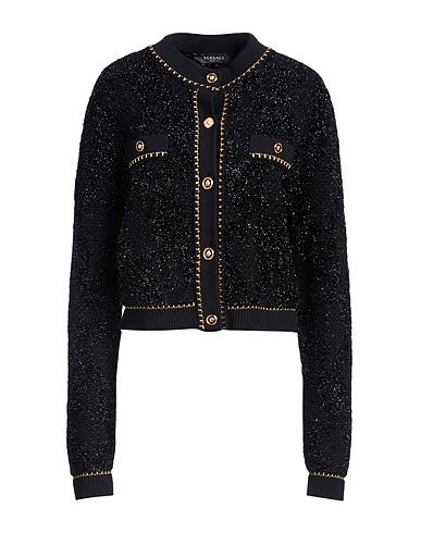 VERSACE Strickjacke Schwarz 58% Wolle, 41% Polyamid, 1% Acetat