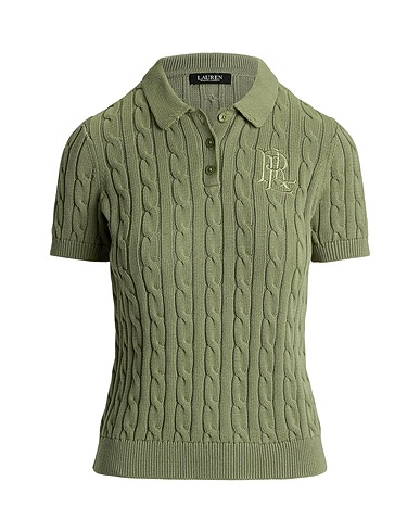 LAUREN RALPH LAUREN Jumper CABLE-KNIT COTTON POLO SWEATER
 Sage green 100% Cotton