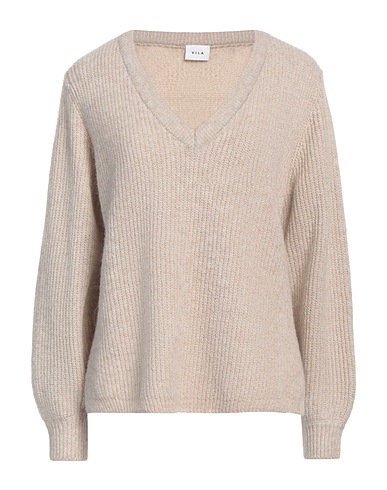 VILA Pullover Beige 55% Poliestere riciclato, 30% Poliestere, 13% Acrilico, 2% Elastan