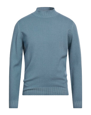 FILIPPO DE LAURENTIIS Jumper with zip Sky blue 90% Super 120s Wool, 10% Cashmere