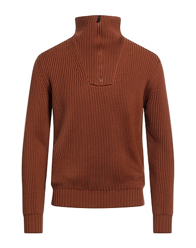 FILIPPO DE LAURENTIIS Jumper with zip Brown 100% Merino Wool