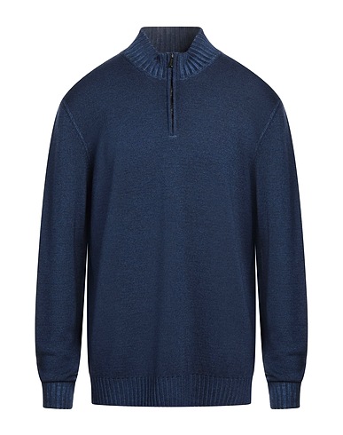 MOORER Jumper with zip Navy blue 100% Virgin Wool