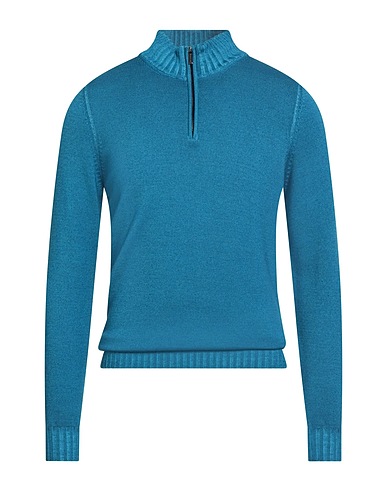 MOORER Jumper with zip Azure 100% Virgin Wool