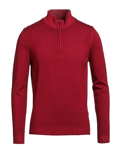 MOORER Jumper with zip Brick red 100% Virgin Wool