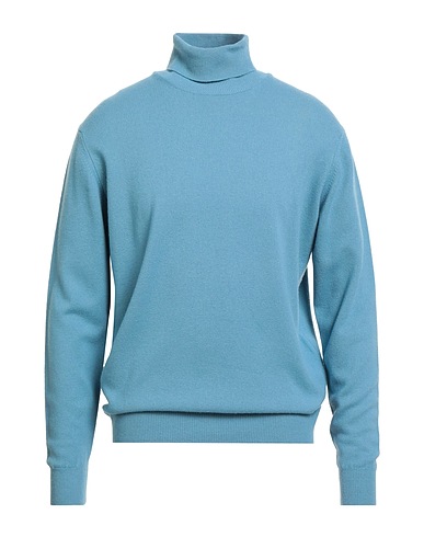 FILIPPO DE LAURENTIIS Polo neck Slate blue 75% Super 120s Wool, 15% Silk, 10% Cashmere