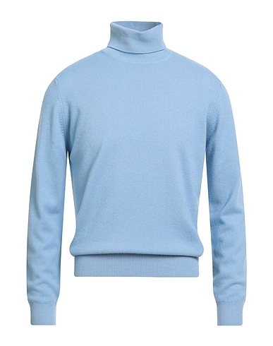 FILIPPO DE LAURENTIIS Polo neck Light blue 75% Super 120s Wool, 15% Silk, 10% Cashmere