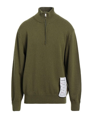 AMARANTO Jumper with zip Military green 90% Wool, 10% Cashmere