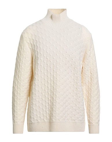 PAOLO PECORA Polo neck Ivory 100% Virgin Wool