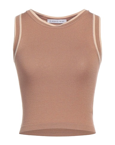 CARACTÈRE Maglia Gilet Cammello 51% Viscosa, 31% Poliestere, 18% Poliammide