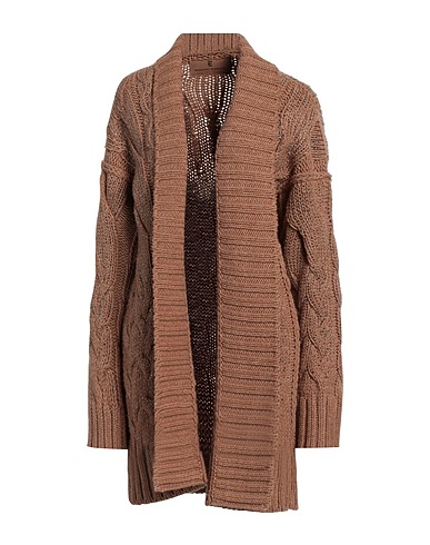 ERMANNO SCERVINO Cardigan Camel 50% Virgin Wool, 50% Acrylic, Glass, Cowhide