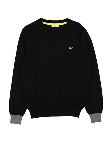 SUN 68 Pullover Nero 50% Lana Merino, 50% Cotone
