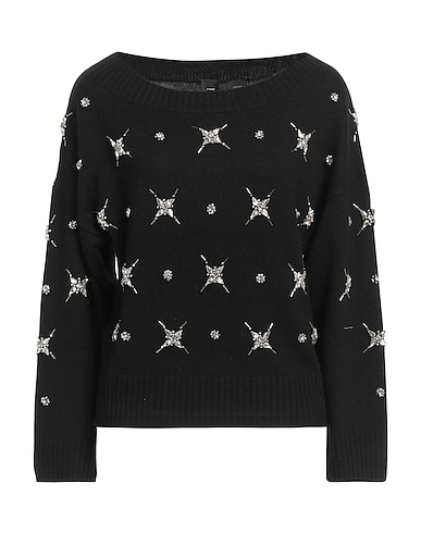 PINKO Jumper Black 90% Wool, 10% Cashmere, PVC - Polyvinyl chloride, Glass, Steel