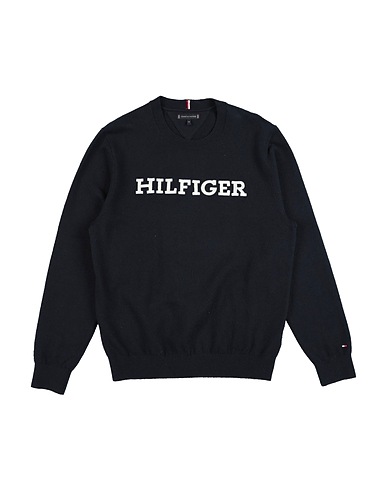 TOMMY HILFIGER Jumper Navy blue 56% Cotton, 25% Polyester, 16% Polyamide, 3% Elastane