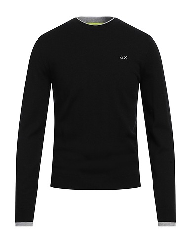 SUN 68 Pullover Nero 50% Lana Merino, 50% Cotone