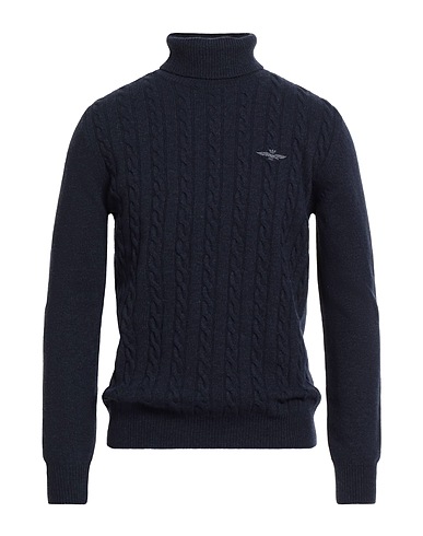 AERONAUTICA MILITARE Polo neck Navy blue 80% Wool, 20% Polyamide