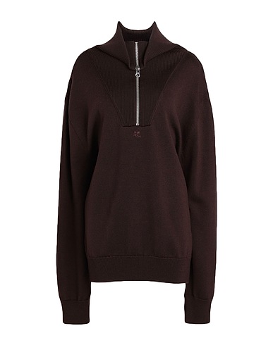 COURRÈGES Polo neck Dark brown 91% Merino Wool, 9% Polyamide