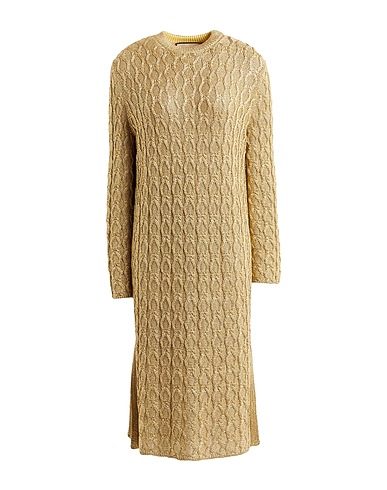 GUCCI Midi dress Gold 66% Viscose, 34% Metallic fiber, Polyamide