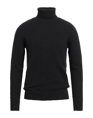 ROBERTO COLLINA Polo neck Black 80% Cotton, 18% Nylon, 2% Elastane