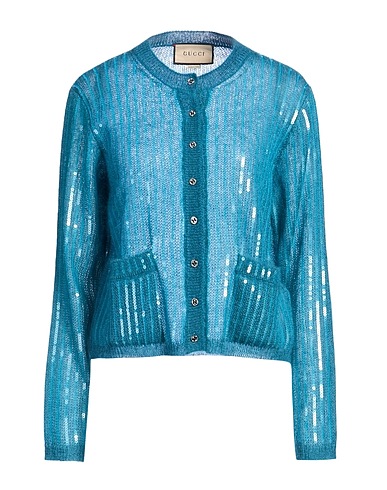 GUCCI Cardigan Deep teal 75% Mohair wool, 25% Silk