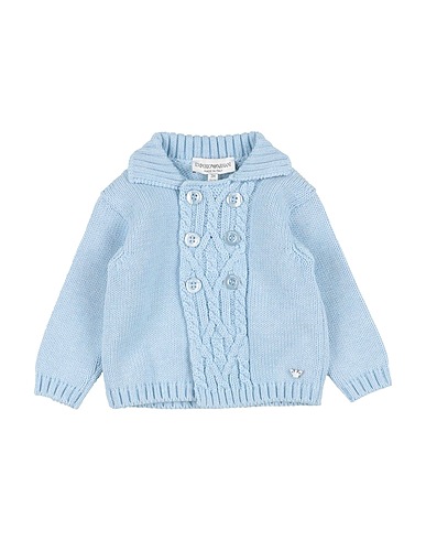 EMPORIO ARMANI Cardigan Sky blue 70% Cotton, 30% Virgin Wool