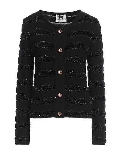 NO SECRETS Cardigan Black 40% Acrylic, 29% Synthetic fibers, 15% Viscose, 8% Wool, 8% Metal