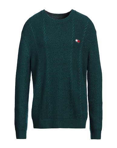 TOMMY JEANS Jumper Emerald green 77% Acrylic, 19% Polyester, 4% Elastane