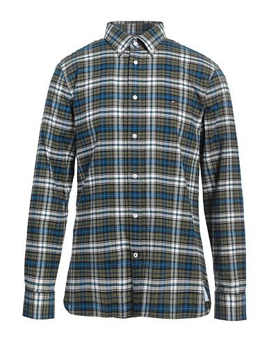 TOMMY HILFIGER Checked shirt Military green 100% Cotton