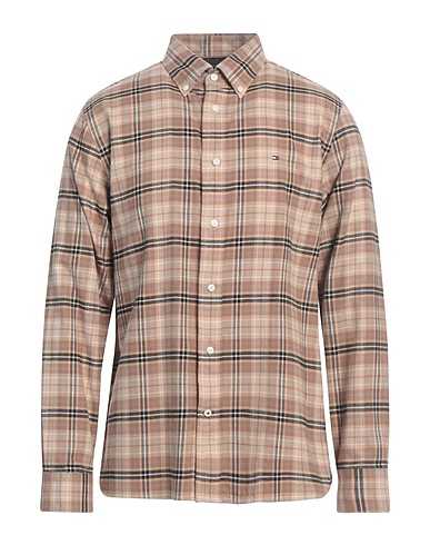 TOMMY HILFIGER Camicia a quadri Cammello 100% Cotone