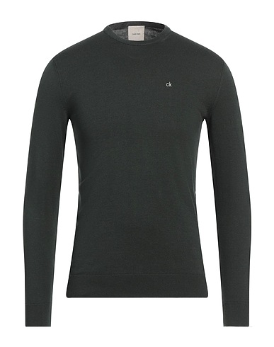 CALVIN KLEIN Sweater Dark green 90% Cotton, 10% Silk
