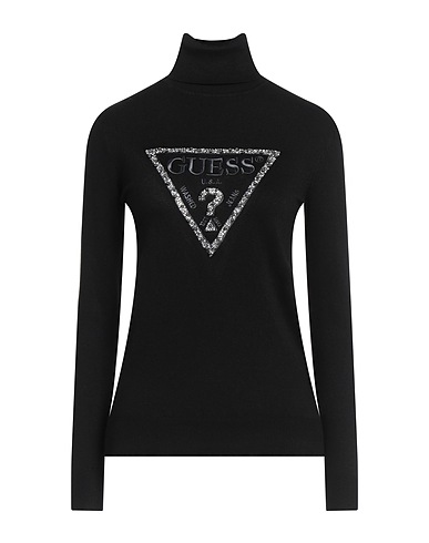 GUESS Polo neck Black 82% EcoVero™ viscose, 16% Polyamide, 2% Elastane
