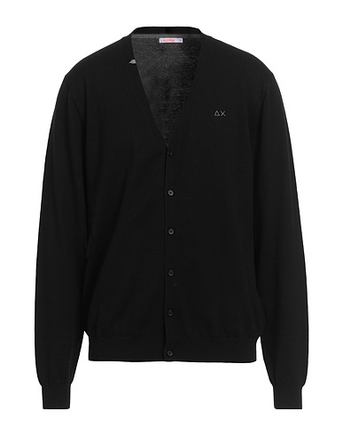 SUN 68 Cardigan Black 50% Merino Wool, 50% Cotton