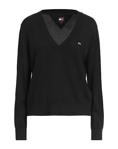 TOMMY JEANS Jumper Black 53% Cotton, 40% Viscose, 7% Polyamide