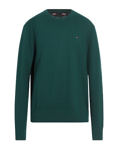 TOMMY HILFIGER Jumper Dark green 92% Pima Cotton, 8% Cashmere, Elastane
