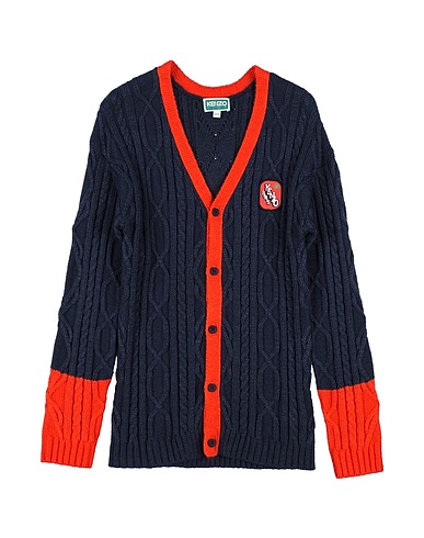 KENZO KIDS Cardigan Midnight blue 90% Acrylic, 10% Wool