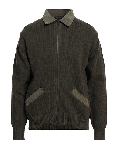 DANIELE FIESOLI Pullover mit Zipper  Militärgrün 80% Merinowolle, 20% Polyamid
