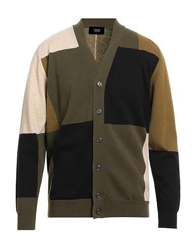 +39 MASQ Strickjacke Militärgrün 100% Wolle
