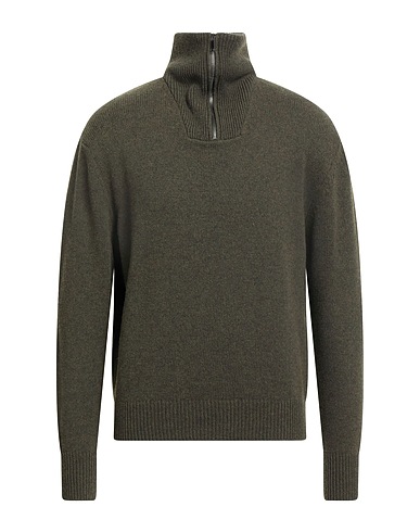 DANIELE FIESOLI Jumper with zip Military green 80% Merino Wool, 20% Polyamide