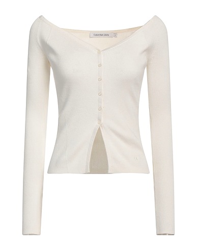 CALVIN KLEIN JEANS Cardigan White 80% Cotton, 17% Polyamide, 3% Elastane