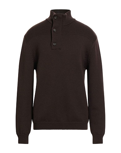 DANIELE FIESOLI Sweater with zip Dark brown 100% Virgin Wool