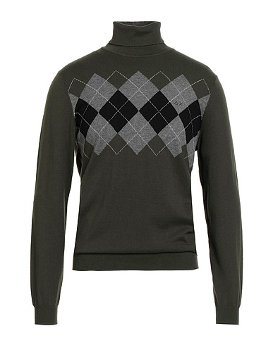 SUN 68 Turtleneck Dark green 50% Merino Wool, 50% Cotton