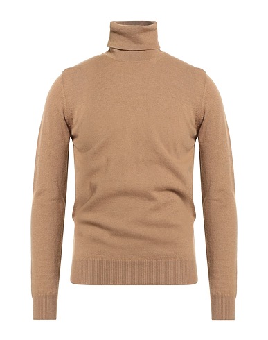 ALPHA STUDIO Polo neck Camel 100% Geelong Wool