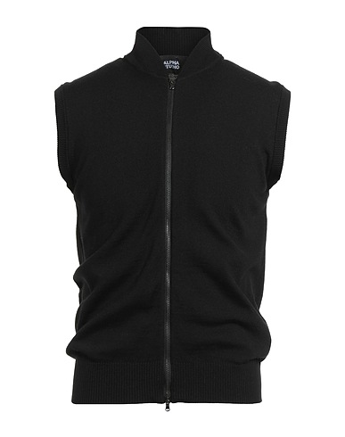 ALPHA STUDIO Pullover mit Zipper  Schwarz 100% Merinowolle