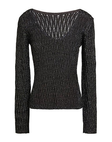 ROBERTO COLLINA Jumper Black 46% Wool, 44% Viscose, 10% Metallic Polyester