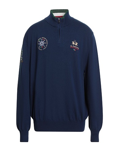 LA MARTINA Polo neck Midnight blue 55% Wool, 45% Cotton