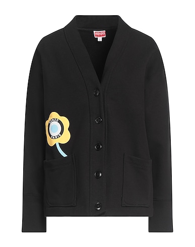 KENZO Cardigan Black 99% Cotton, 1% Elastane
