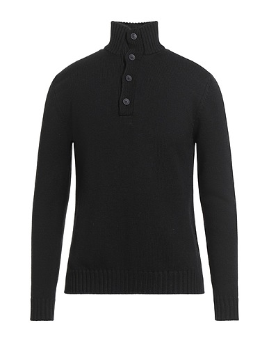 ALPHA STUDIO Rollkragenpullover Schwarz 100% Merinowolle