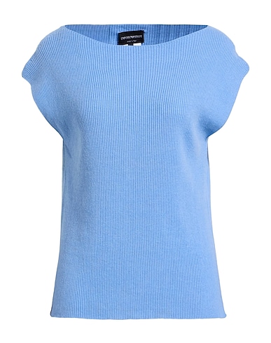 EMPORIO ARMANI Maglia Gilet Blu chiaro 52% Poliammide, 38% Viscosa, 10% Cachemire