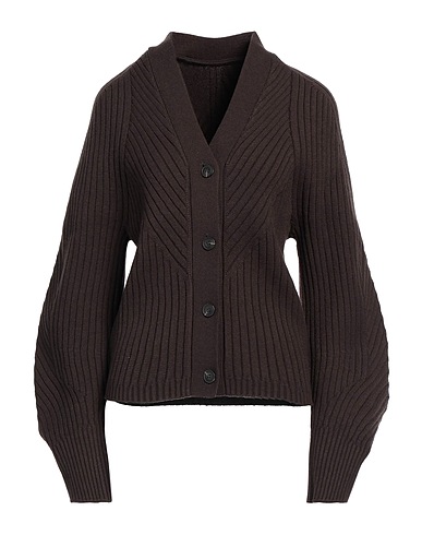 LOW CLASSIC Cardigan Dark brown 51% Acrylic, 27% Polyester, 22% Wool