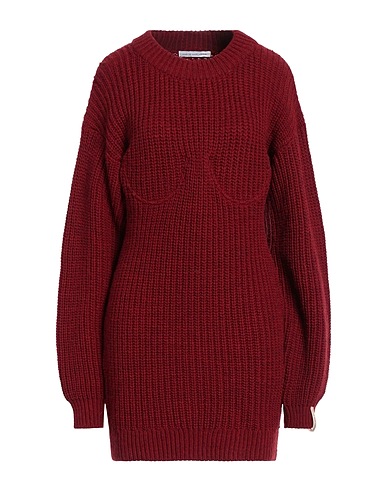 MAR DE MARGARITAS Sheath dress Burgundy 75% Acrylic, 10% Wool, 10% Viscose, 5% Alpaca wool