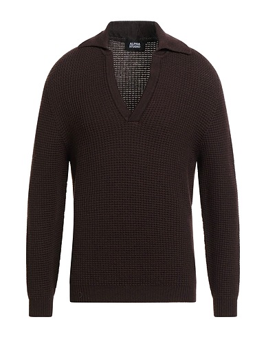 ALPHA STUDIO Jumper Chocolate brown 100% Merino Wool